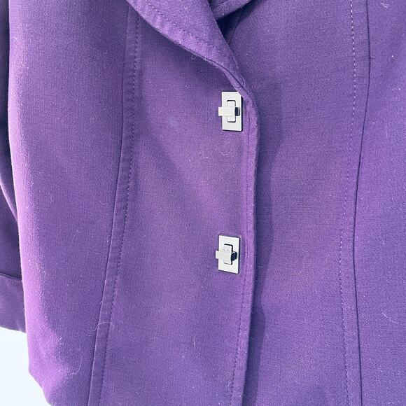 TAHARI ASL Purple Shawl Collar Locket Fasteners Classic Cropped Blazer Jacket 8 - Picture 5 of 13